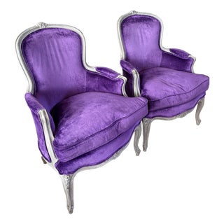 Gustavian Bergeren Armchair in Velvet, Set of 2 For Sale