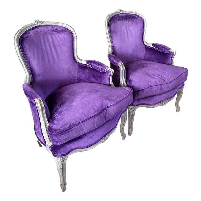 Gustavian Bergeren Armchair in Velvet, Set of 2 For Sale