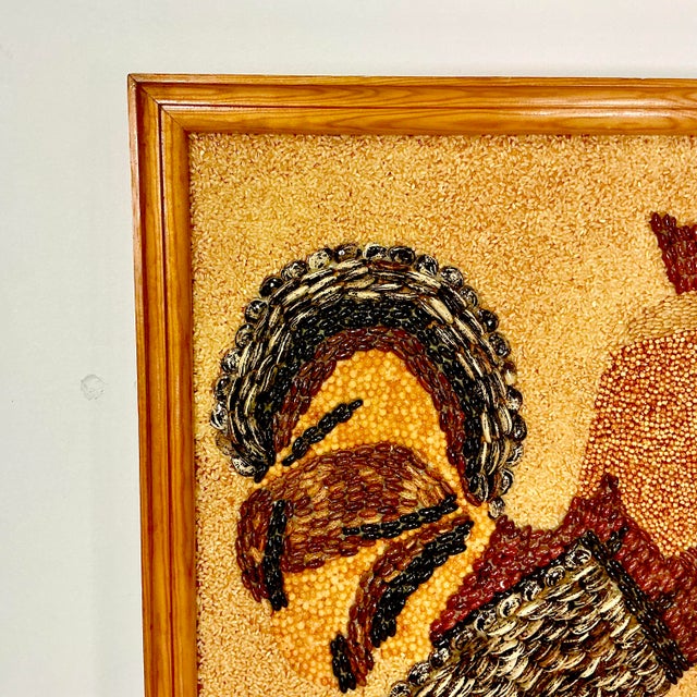 1950s 1950s Vintage Boho Chic Americana Folk Art Framed Rooster Seed Collage For Sale - Image 5 of 14