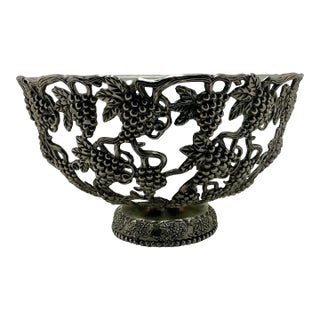 Godinger Grape Silver-Plate Bowl With Frosted Glass Insert For Sale