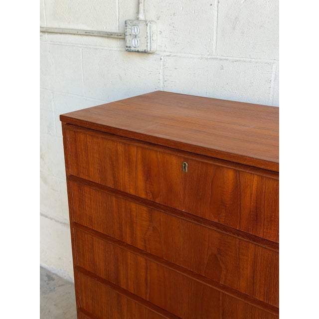 Teak 6-Drawer Tallboy Dresser Danish Mid-Century Modern 1960s For Sale - Image 10 of 12