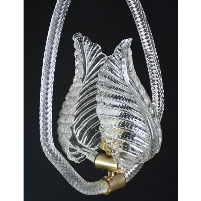 1940s Elgant Transparent Art Decò Barovier E Toso Pendant Light Murano Glass For Sale - Image 10 of 12