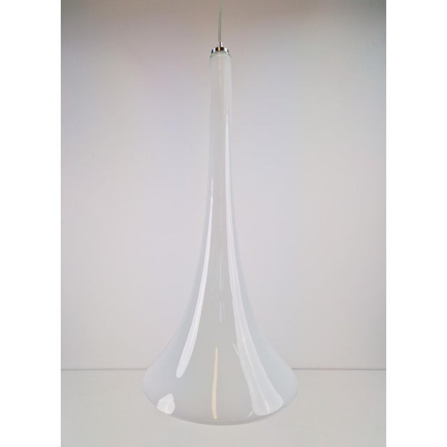 Large Handmade Trumpet Glass Pendant Lamps by Jaslo Glass, 1980, Set of 2 For Sale - Image 12 of 13