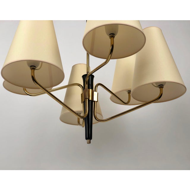 Rupert Nikoll Mid-Century Austrian Pendant Lamp in Brass with Silk Shades from Rupert Nikoll, 1965 For Sale - Image 4 of 15