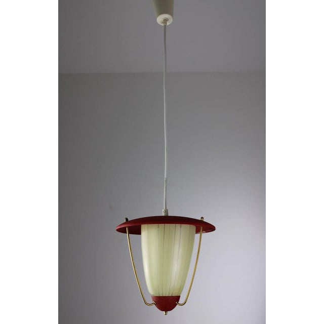 Gold Hanging Lamp from Moletz Leuchten, Vienna, 1950s For Sale - Image 8 of 9