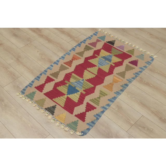 Size: 2.2 x 3.4 ft ( 68 x 105 cm) 26 x 41 inches Color: Organic Natural Dye (Red,Beige,Blue,Green) Material: 100% Hand...