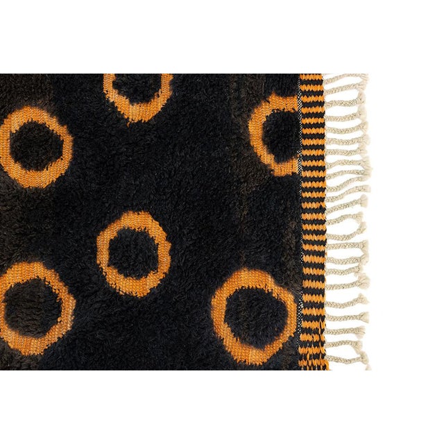 Black Contemporary Abstract Hand-Knotted Wool Rug | 9'11" X 6'9" | One of a Kind For Sale - Image 8 of 8