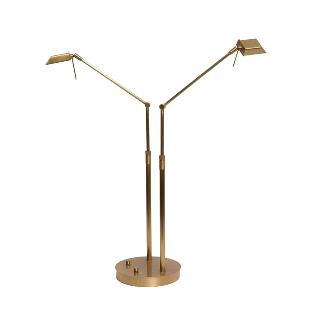 Metal Brass Double L Table Lamp by Ben Demmers,1980s For Sale - Image 7 of 13