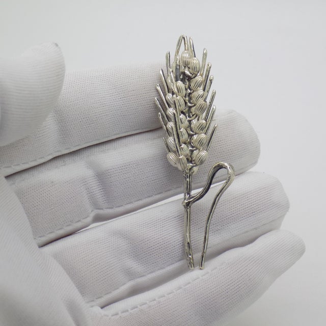 1970s Vintage Italian Handmade Genuine Silver Ear of Wheat Figurine, 1970s For Sale - Image 5 of 12