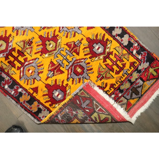 Antique Turkish Yellow Anatolian Yastik Rug no. j4819 For Sale - Image 4 of 5