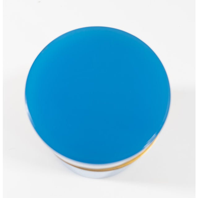 Metal Early 20th Century French Electric Blue Opaline Glass Dresser Box For Sale - Image 7 of 11