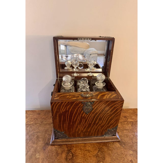 Antique Victorian Oak Decanter and Games Box, 1880, Set of 6 For Sale - Image 10 of 16