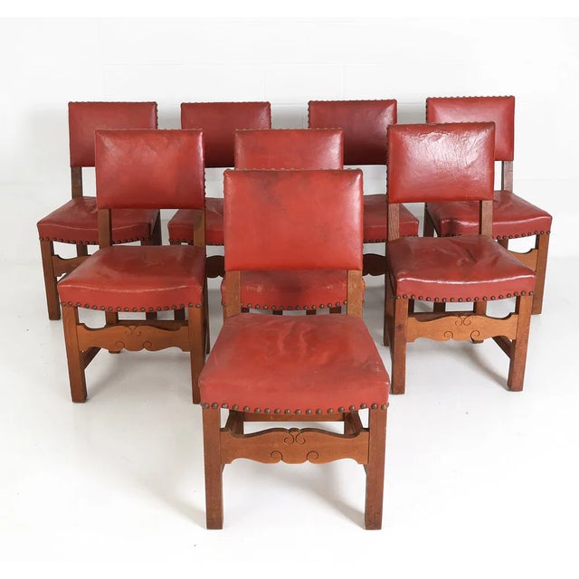 Wood 1950s Set 8 Danish Mid Century Old School Dining Chairs For Sale - Image 7 of 10
