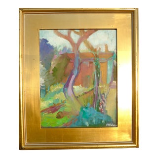 "French Garden" Plein Air Oil Painting For Sale