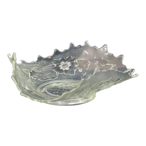 Clear Pressed Glass Floral Pattern Candy Dish Bowl