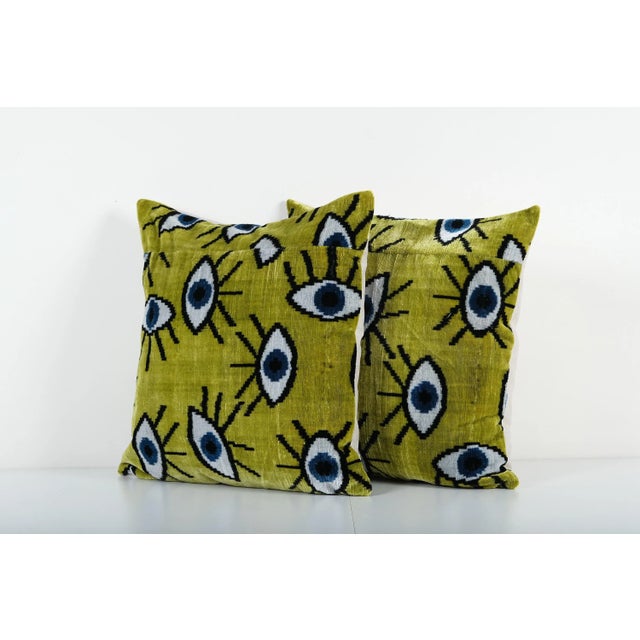 Decorative Throw Velvet Ikat Pillow -Luxurious cushion cover of handloomed ikat fabric -Insert is NOT included -Color:...