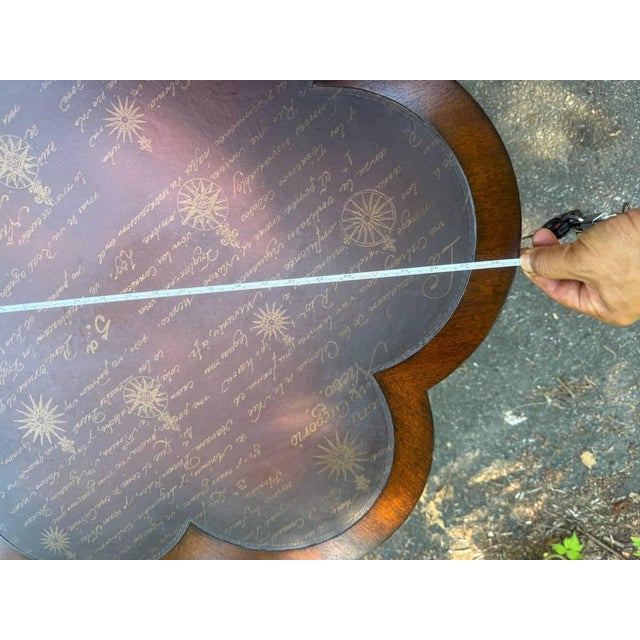 Vintage Ducan Phyfe Georgian Style Clover-Shaped Top Mahogany Pedestal Drum Side Table For Sale - Image 13 of 15