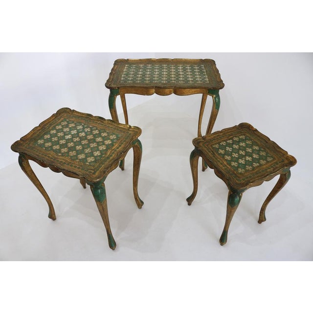 Vintage Italian Florentine Nesting Tables in Gilded Wood, 1960s, Set of 3 For Sale - Image 4 of 14