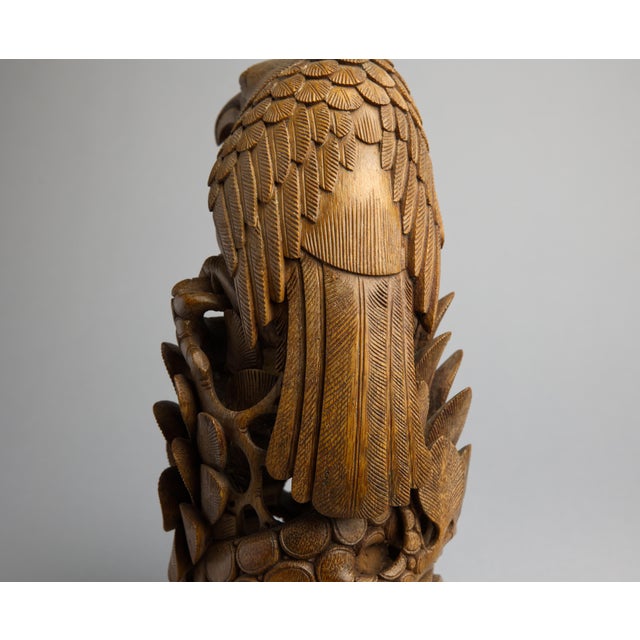 Japanese Meiji Period Carved Boxwood Okimono of a Hawk, Joel & Margaret Chen Collection For Sale - Image 9 of 15