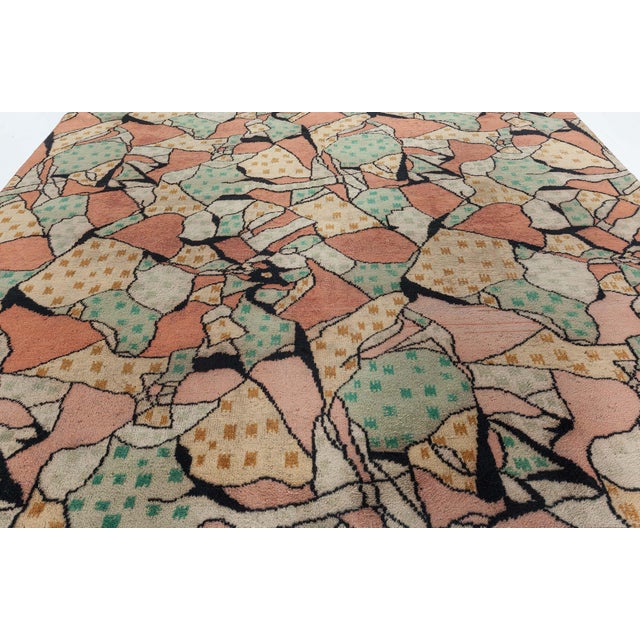 Doris Leslie Blau Vintage French Art Deco Abstract Cream Beige Hand-Knotted Rug For Sale - Image 10 of 10