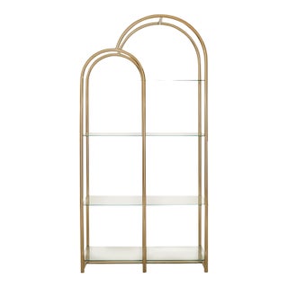 Mid 20th Century Asymmetrical Arched Étagère in Polished Brass For Sale