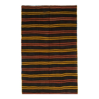 Vintage Black Turkish Kilim Rug 6ft 6in X 11ft 5in For Sale