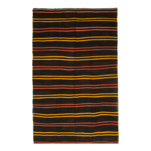 Vintage Black Turkish Kilim Rug 6ft 6in X 11ft 5in For Sale