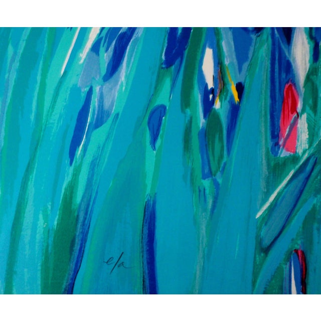 Modern Claude Hemeret, Jardin, les iris bleus, Lithograph For Sale - Image 3 of 5