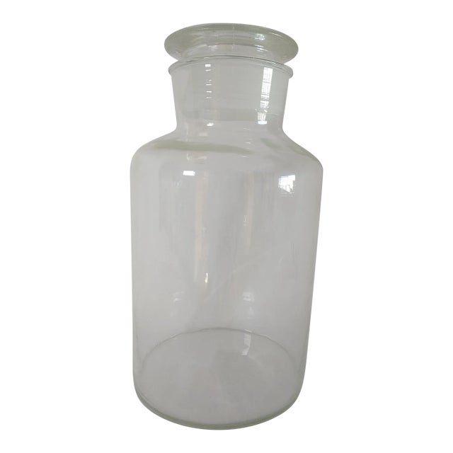 Mid 20th Century Large Vintage Glass Apothecary Jar For Sale