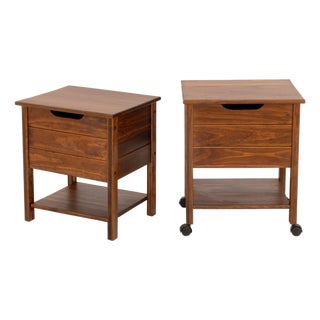 Modern Teak Lift-Top Liquor Chests, Pair For Sale