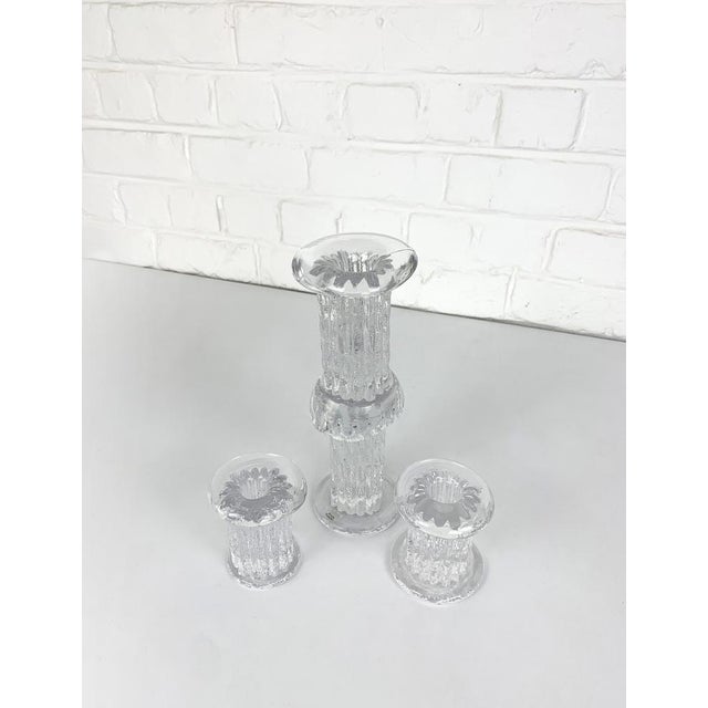 Mid-Century Modern Glass Candlesticks by Göran Wärff for Kosta Boda, Sweden, 1970s, Set of 3 For Sale - Image 3 of 12