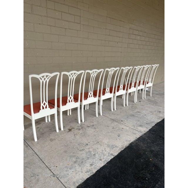Paint Vintage Italian White Lacquer Dining Chairs- Set of 8 For Sale - Image 7 of 12