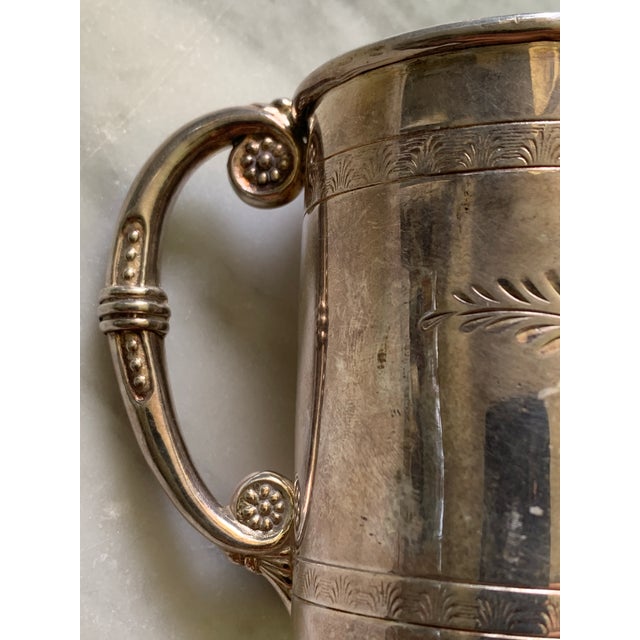 Traditional Antique Engraved Aesthetic Movement Silver Plate Cup For Sale - Image 3 of 12