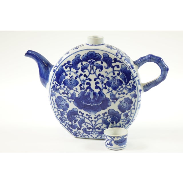 Blue and White Chinese Porcelain Teapot - 16" x 4" x 12.5"