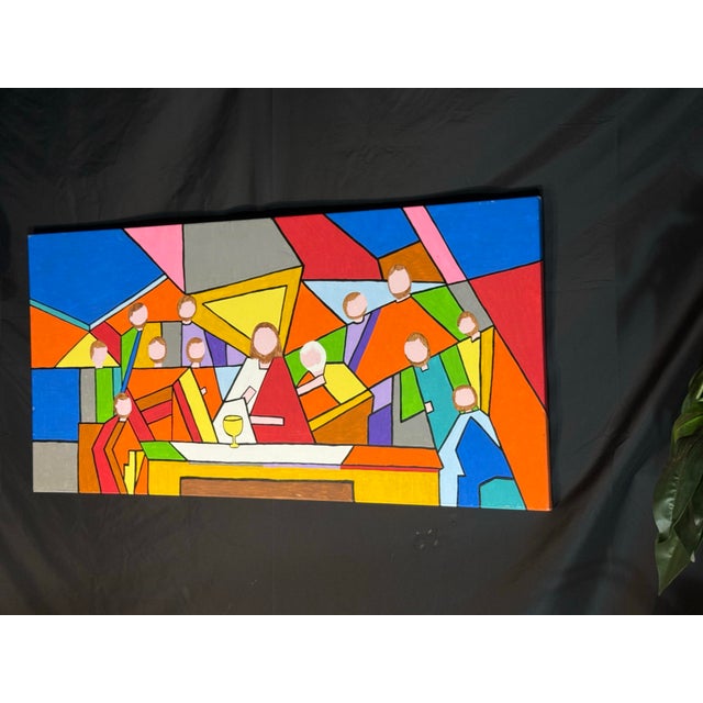 Large Colorful Geometric Abstract Canvas Art, 48” X 24” For Sale - Image 4 of 7