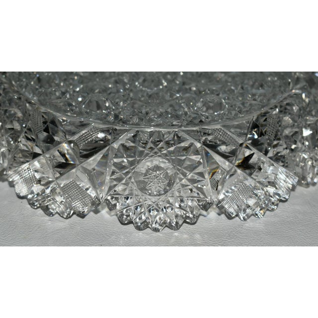 Glass Antique American Brilliant Cut Crystal Shallow Bowl For Sale - Image 7 of 11
