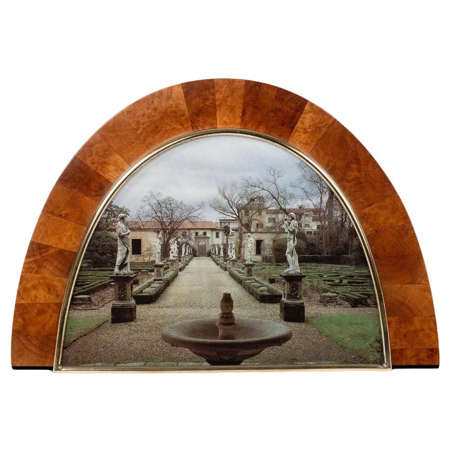 Midcentury Modern Arched Picture Frame in Brass and Glass, 1960s For Sale