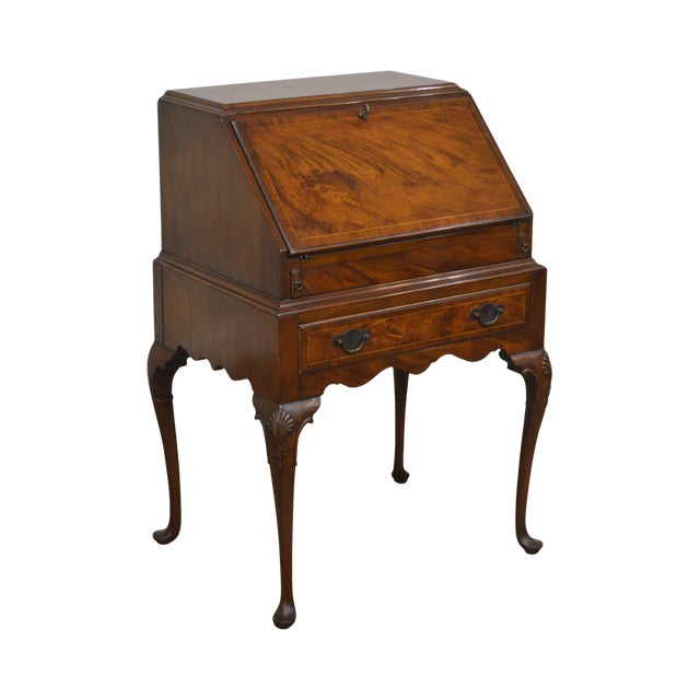 Queen Anne Custom Mahogany Vintage Slant Front Writing Desk Chairish
