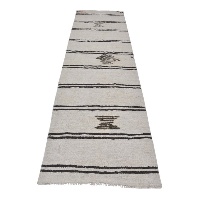 1950s Turkish Hemp Kilim Runner Rug For Sale