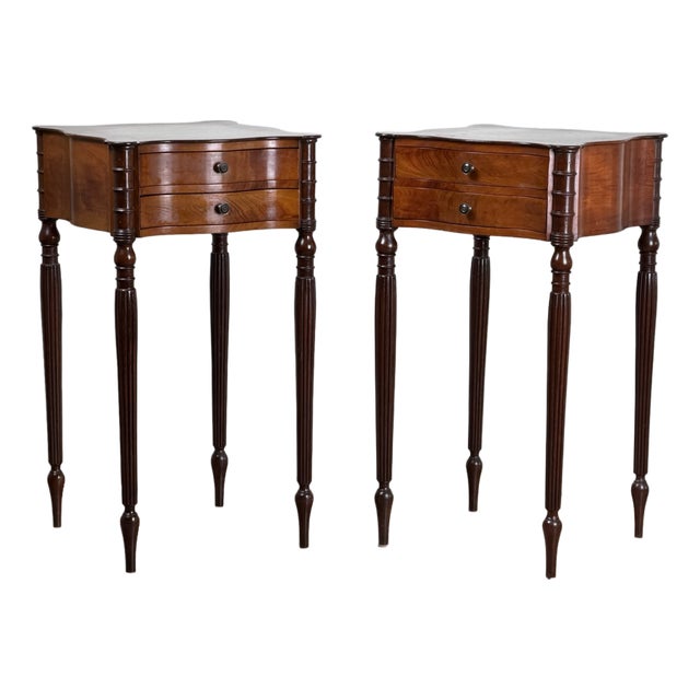 Pair of American Classical Revival Mahogany Two-Drawer Work Tables, Circa 1880–1910 For Sale