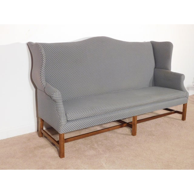 Vintage 1970s Copy of Antique English 18th C. Wing Back Chippendale Sofa Settle For Sale - Image 11 of 14