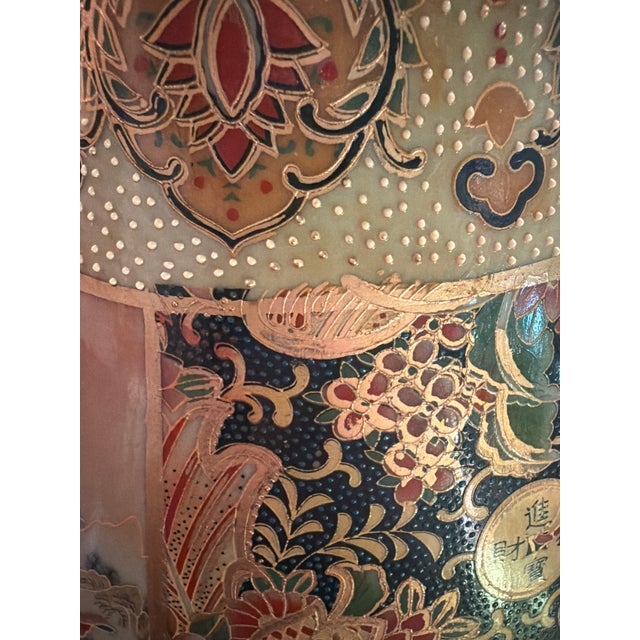 Ceramic Large Late 20th Century Ornate Chinoiserie Ceramic Floor Vase With Musicians and Gilt Decoration For Sale - Image 7 of 16