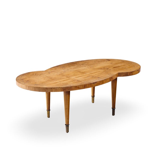 Tommi Parzinger Mid Century Free Form Mahogany and Brass Curved Coffee Table For Sale In Chicago - Image 6 of 9