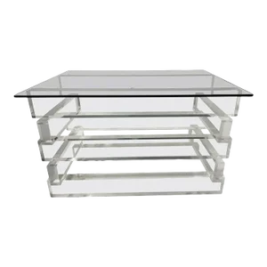 Stacked Lucite and Smoked Glass Table.
