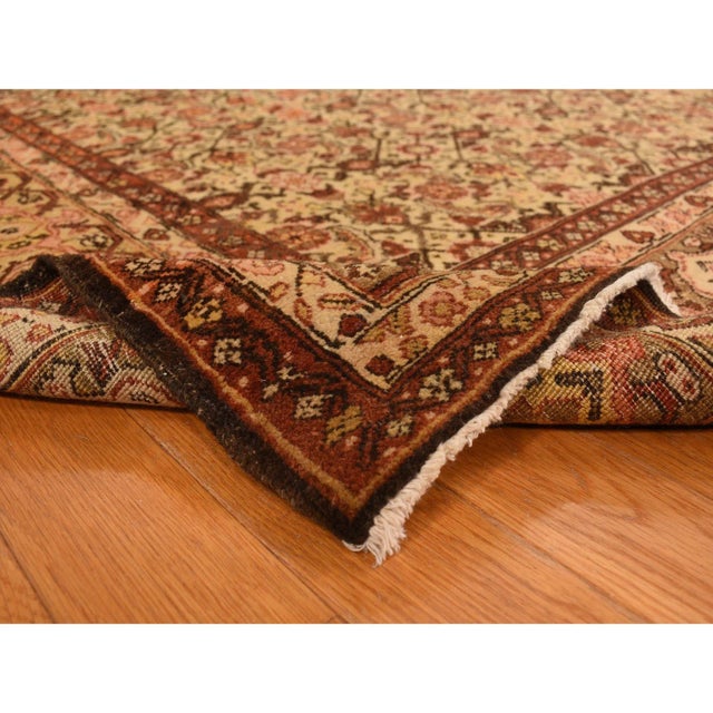 1900 8'3"x11'5" Brown Antique Persian Fish Tabriz Herat Design Wool Hand Knotted Rug For Sale - Image 4 of 9