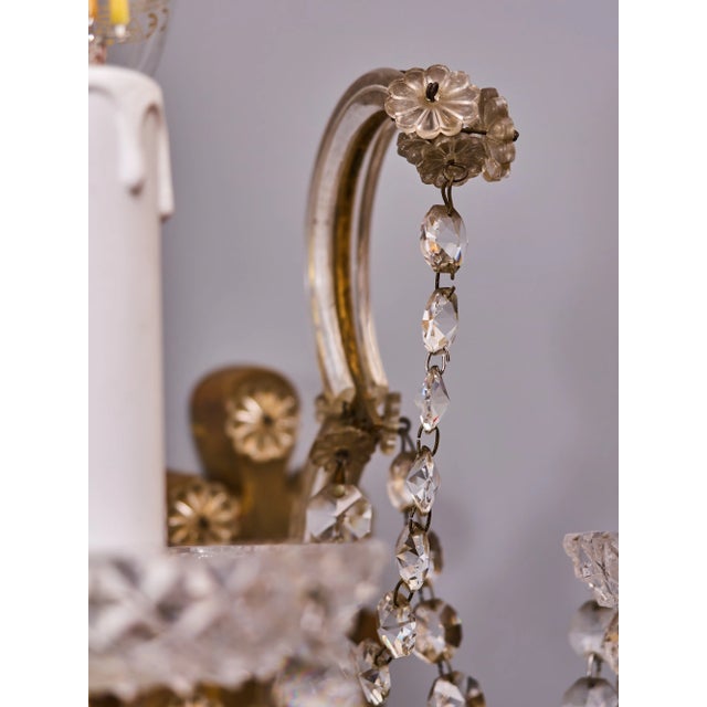Glass Wall Lamps with Crystal Trimmings, Set of 3 For Sale - Image 7 of 12