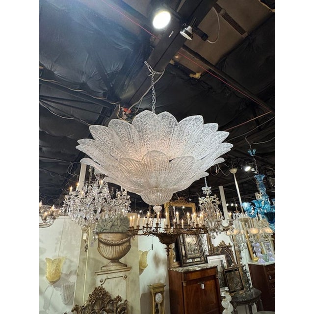 Murano Glass Two Tiered Flush Mount Chandelier For Sale In Dallas - Image 6 of 6