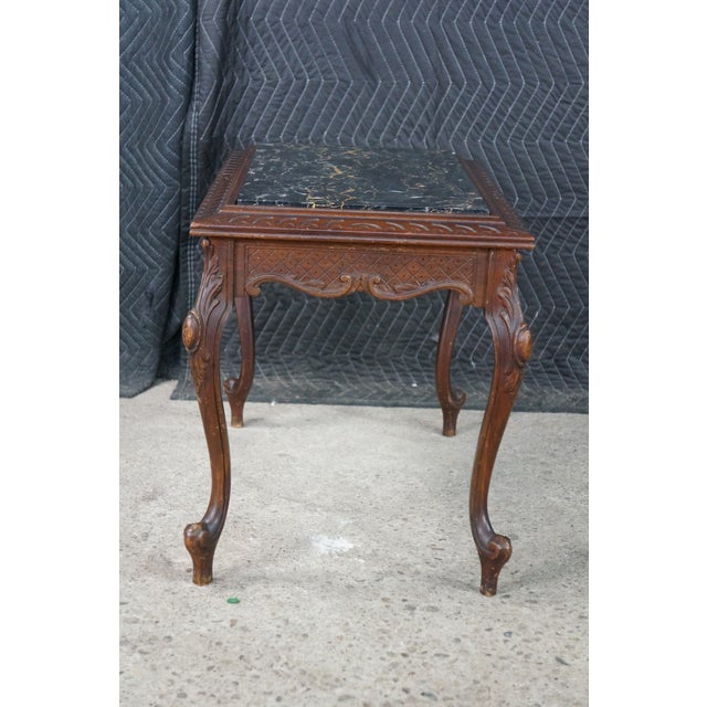 Antique Belle Epoque French Louis XV Style Walnut Marble Side Table Plant Stand For Sale - Image 11 of 18