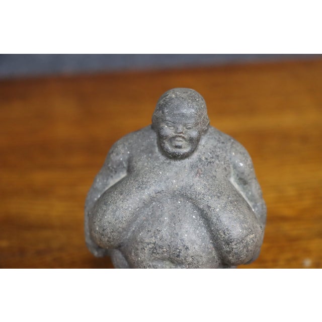 Folk Art Carved Stone Figure of a Pot-Bellied Man For Sale - Image 3 of 9