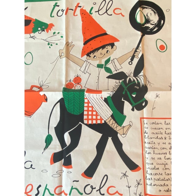 Vintage Whimisical Spanish Recipe Kitchen Towels, Set of 2 For Sale - Image 4 of 12